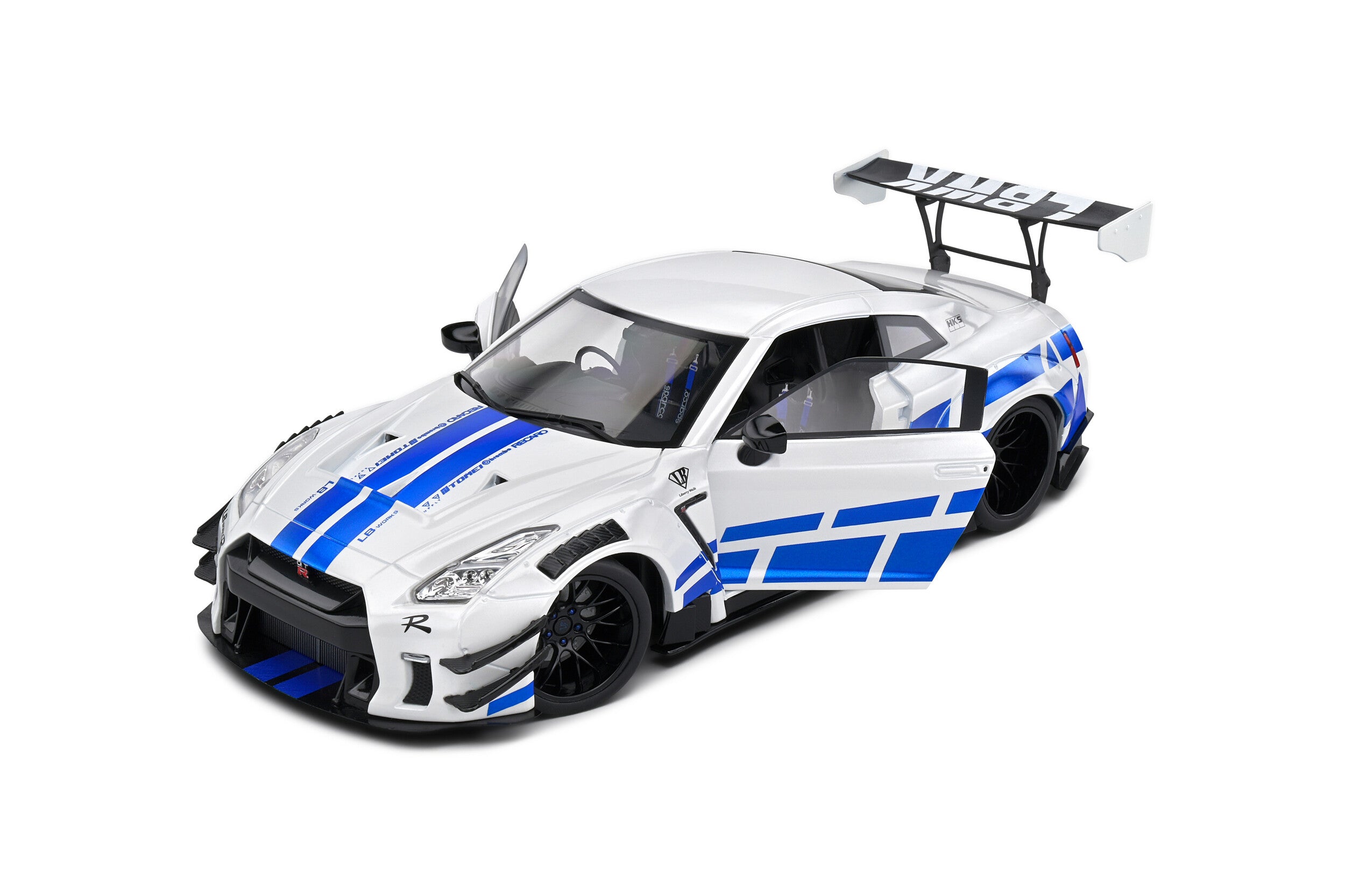 Nissan GT-R R35 Liberty Walk 2.0 - White Blue Stripes - 2024 - 1:18