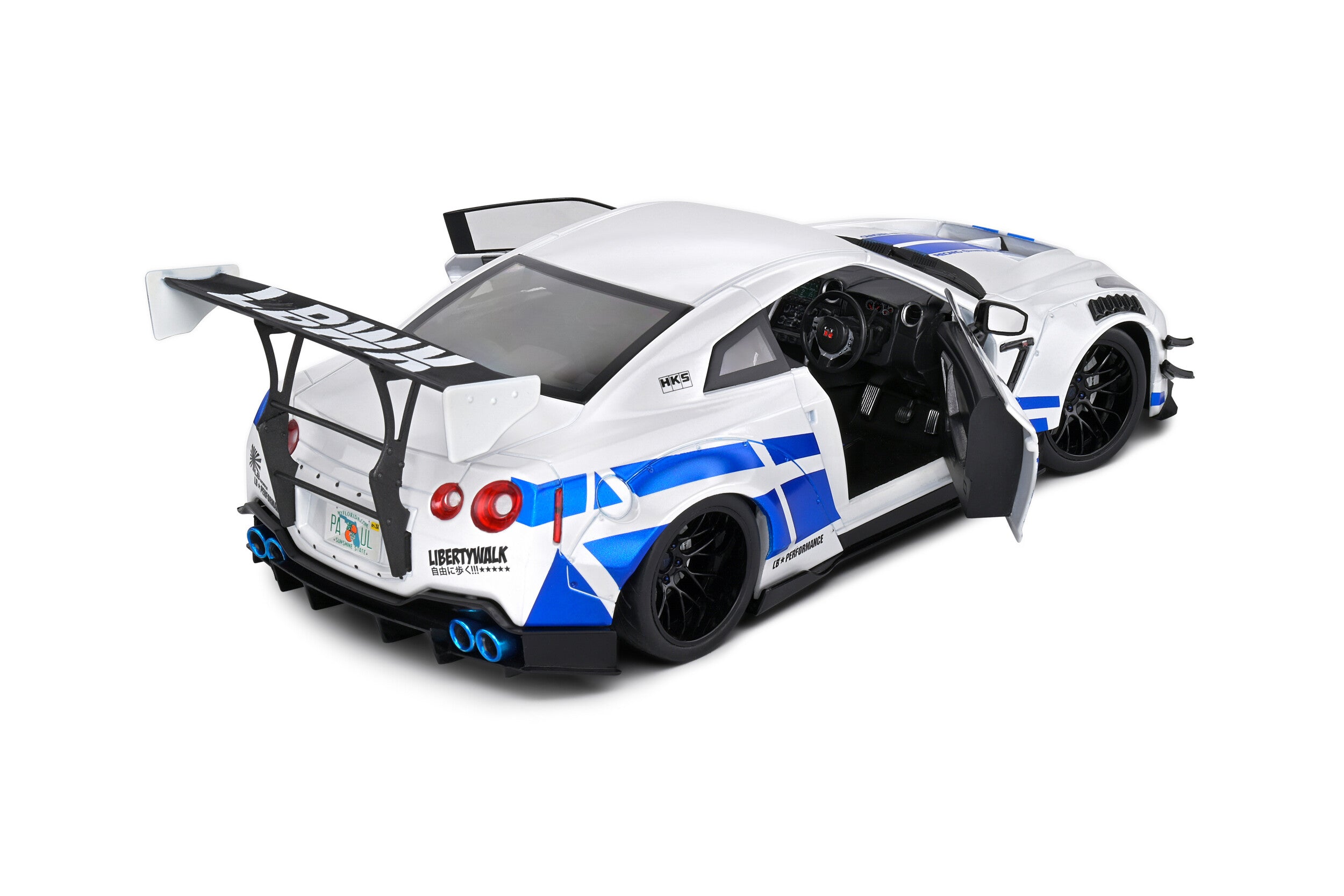 Nissan GT-R R35 Liberty Walk 2.0 - White Blue Stripes - 2024 - 1:18
