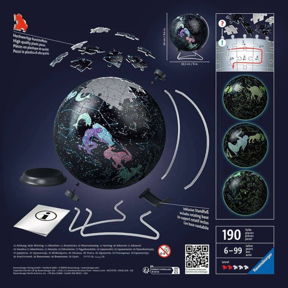 Puzzle 3D - Globo Com Constelações - Brilha No Escuro