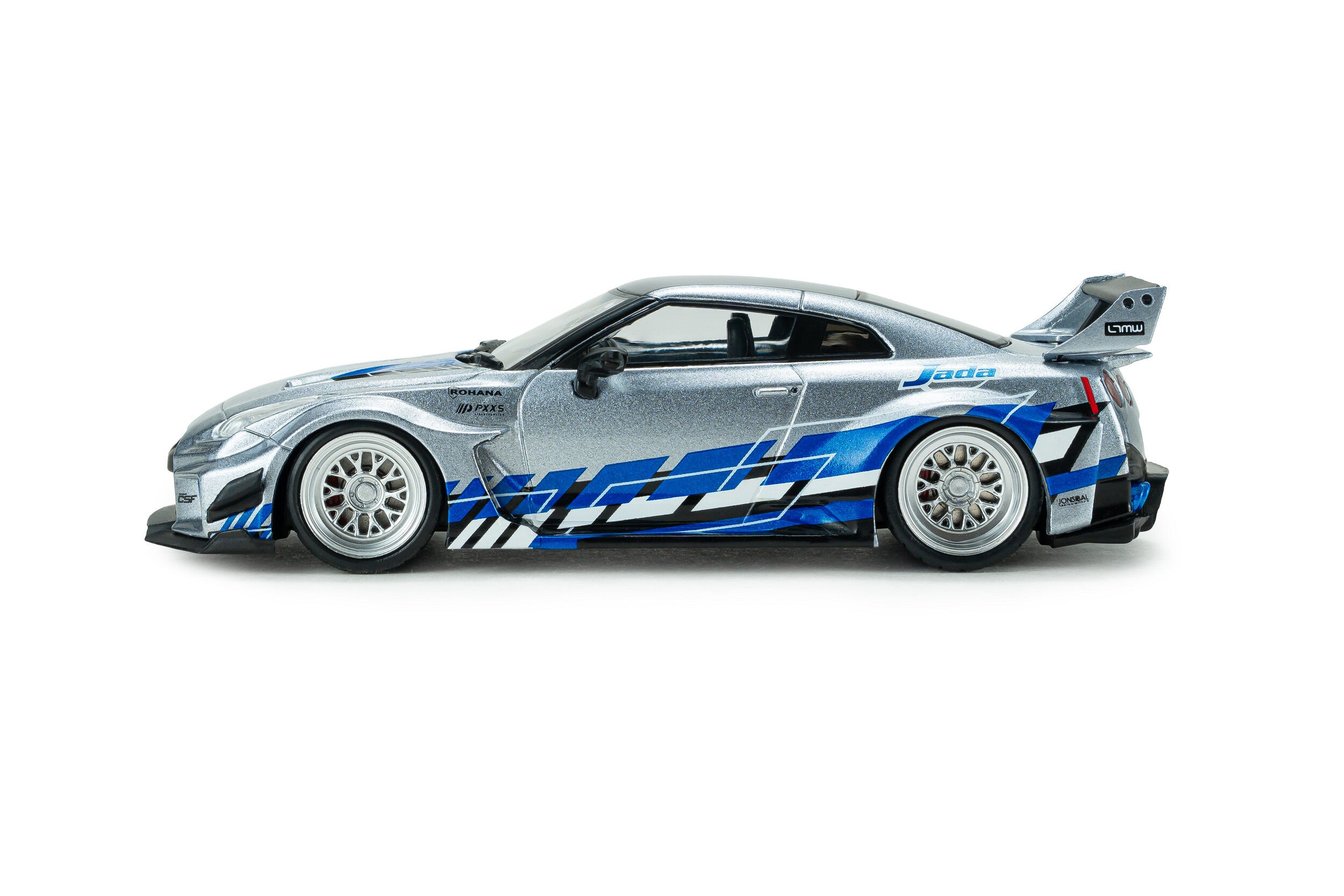 Nissan GT-R R35 Liberty Walk Silhouette - Silver and Blue Stripes - 2020 - 1:43