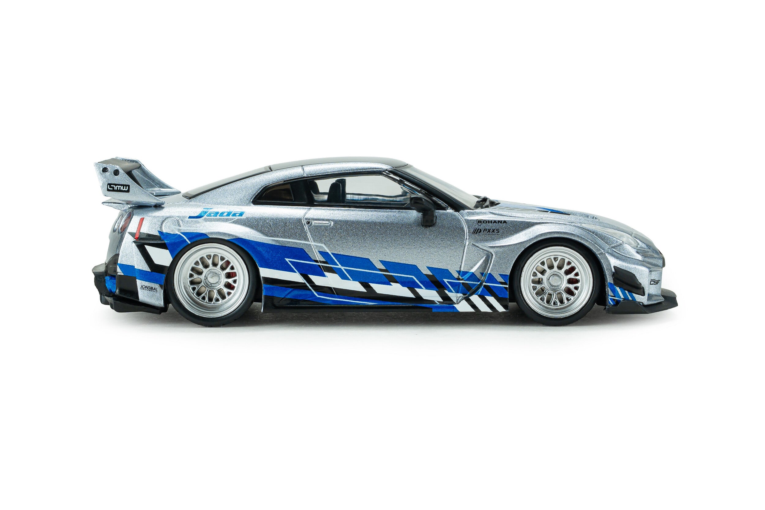 Nissan GT-R R35 Liberty Walk Silhouette - Silver and Blue Stripes - 2020 - 1:43
