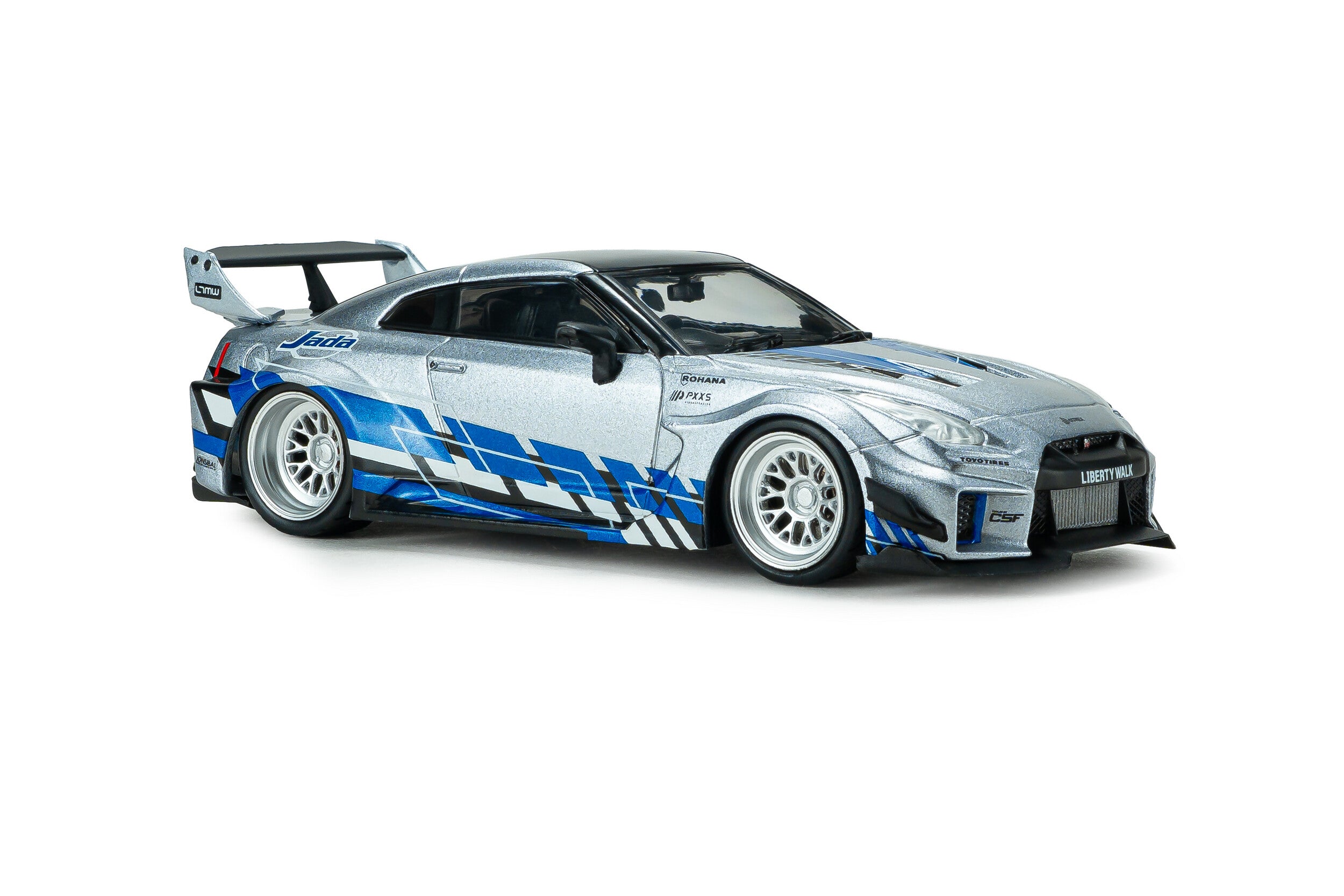 Nissan GT-R R35 Liberty Walk Silhouette - Silver and Blue Stripes - 2020 - 1:43