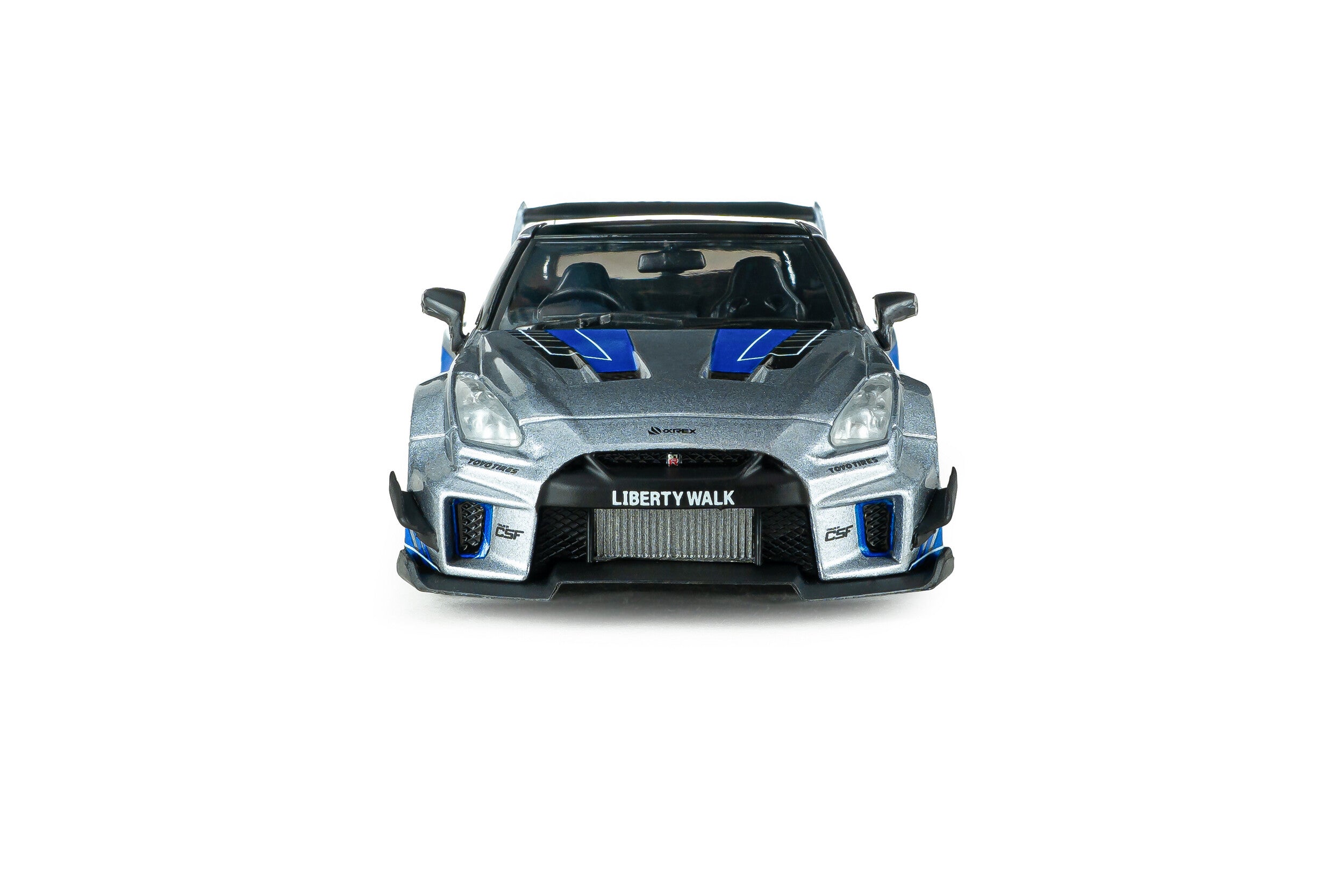 Nissan GT-R R35 Liberty Walk Silhouette - Silver and Blue Stripes - 2020 - 1:43