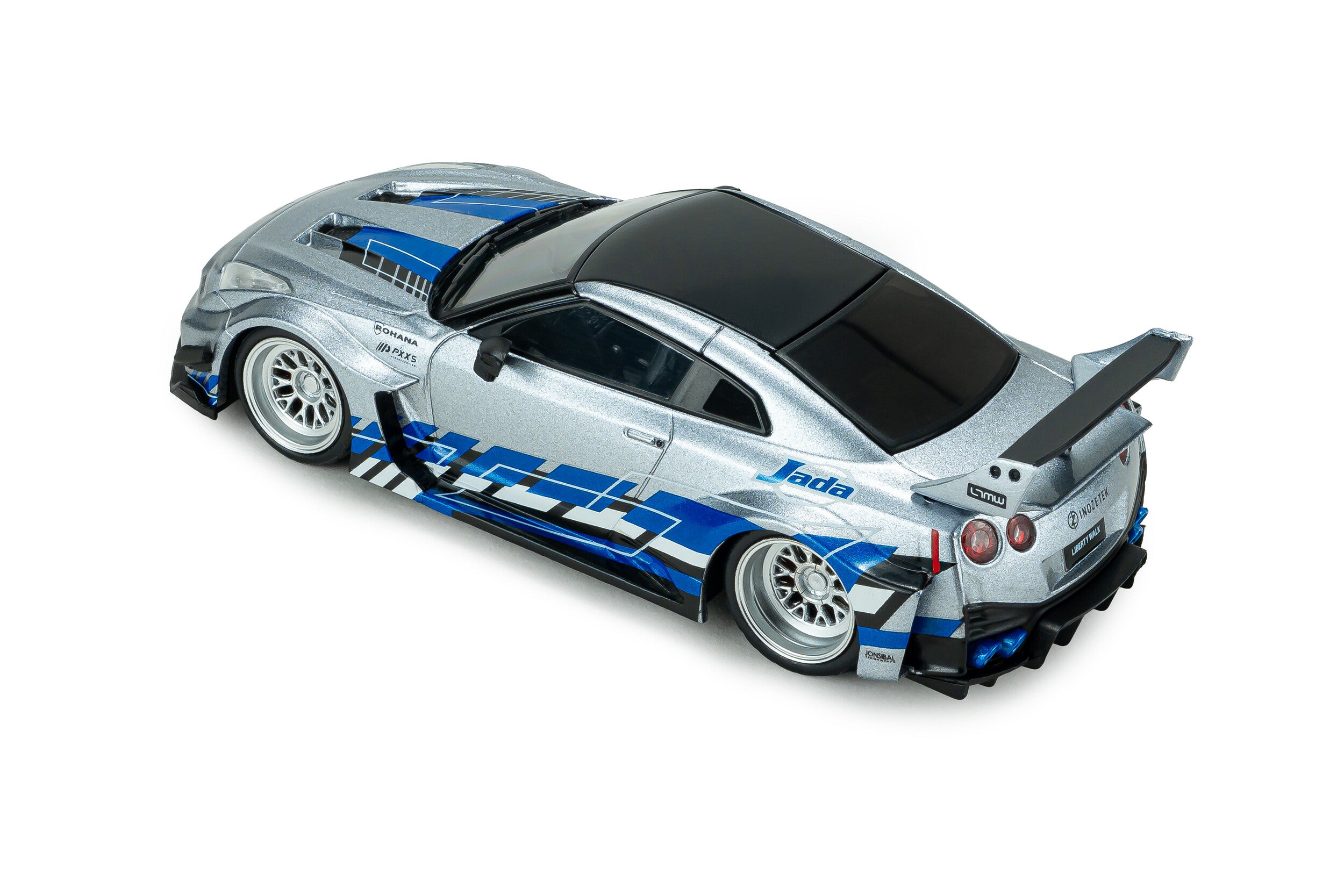 Nissan GT-R R35 Liberty Walk Silhouette - Silver and Blue Stripes - 2020 - 1:43
