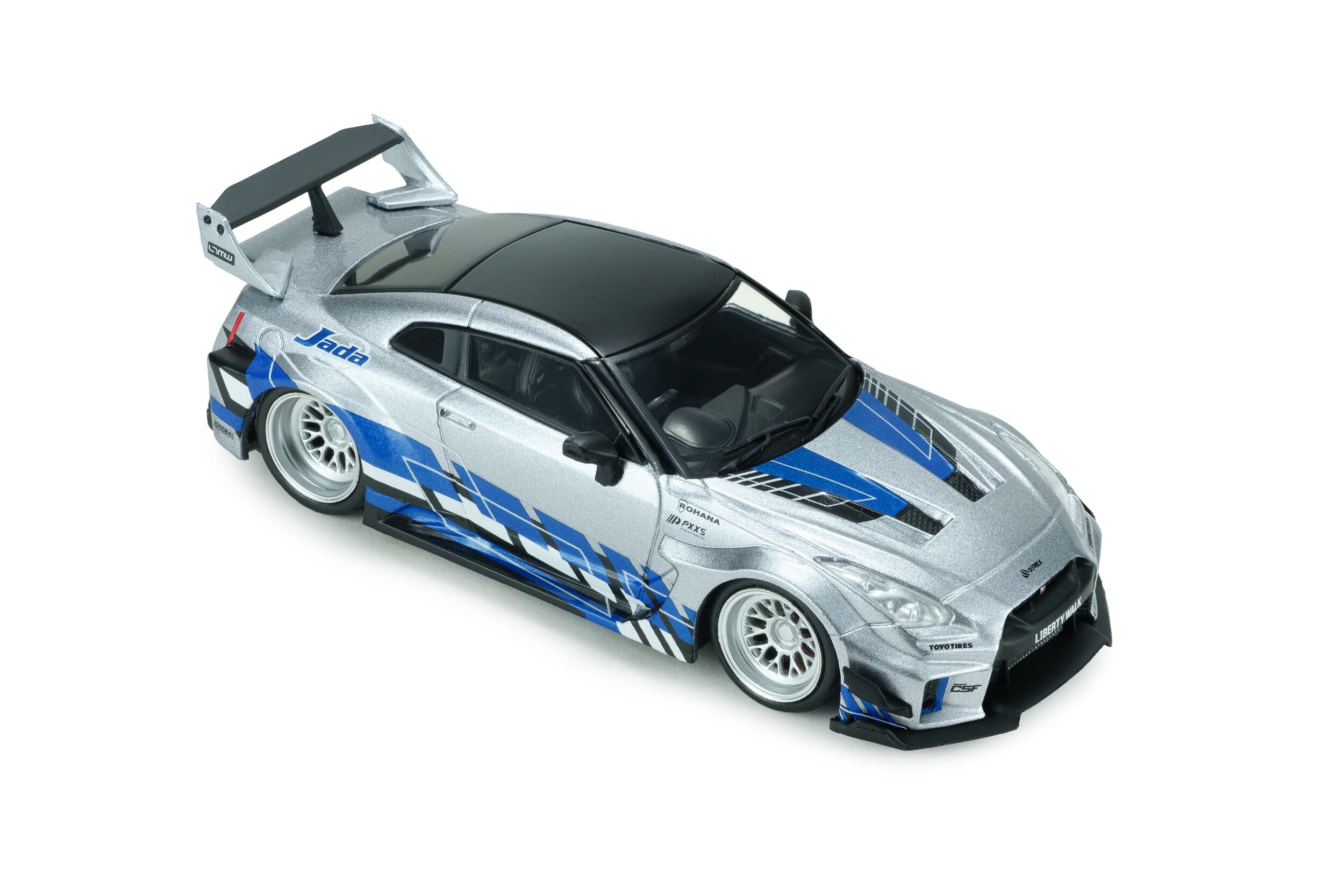 Nissan GT-R R35 Liberty Walk Silhouette - Silver and Blue Stripes - 2020 - 1:43